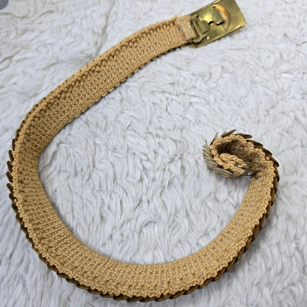 Vintage Gold Sequin Scale Belt Women Sm 18
